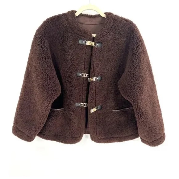 Maje Rich Brown Teddy Jacket! NWOT 36/US4 - Picture 9 of 12